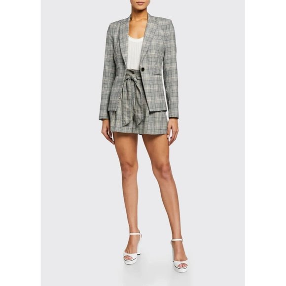 Veronica Beard "Baga" Black & White Prince Of Wales Checked Belted Shorts Size 2 - Picture 3 of 9